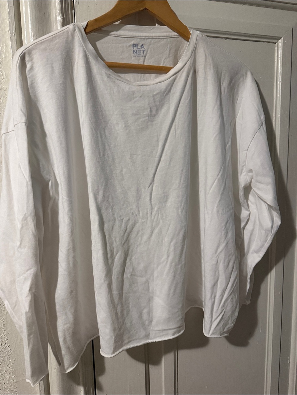 Planet Relaxed Fit White Long Sleeve Tee
